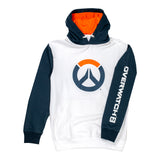 Overwatch 2 Logo White Colour Block Hoodie - Front View with Sleeve Design