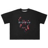 Diablo IV Blütenblätter Damen Cropped Schwarz T-Shirt -Vorderansicht