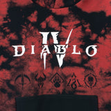 Diablo IV Schwarz Tie-Dye Pullover Kapuze - schließen Up Frontansicht