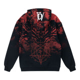 Diablo IV Schwarz Tie-Dye Pullover Kapuze - Rückenansicht Hood Down