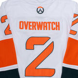 Overwatch 2 Weiß Eishockeytrikot - schließen-Ansicht von oben