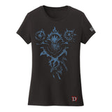 Camiseta negra del hechicero de Diablo IV (mujer) - Vista frontal