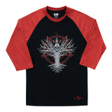 Camiseta de béisbol negra de manga tres cuartos del nigromante de Diablo IV - Vista frontal