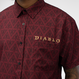Diablo Button-Up Rojo camisa  - Modelo cerrar- Vista superior