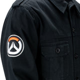 Overwatch 2 Negro Button-Up Militar Chaqueta - cerrar-Up View