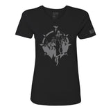 Camiseta negra del nigromante de Diablo IV (mujer) - Vista frontal