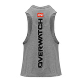 Overwatch 2 Camiseta de tirantes gris para mujer - Vista posterior con Overwatch Logotipo