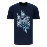 World of Warcraft Lich King J!NX Azul Scourge T-camisa - Vista frontal con diseño de Icecrown Scourge y World of Warcraft Logotipo