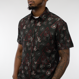 Diablo IV Icons Grey Button-Up Shirt - Model fermer-Up View