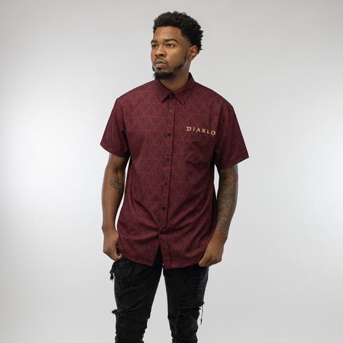 Diablo Chemise boutonnée rouge - Modèle Vue de face