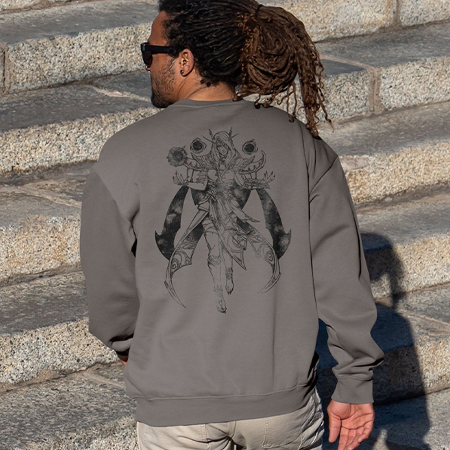 World of Warcraft Xal'atath Sketch Sweat-shirt gris à col roulé - Vue arrière
