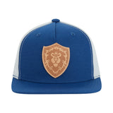 World of Warcraft Alliance J!NX Bleu Leather Emblem Patch Snapback Hat - Front View