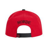 World of Warcraft Horde J!NX Noir Leather Emblem Patch Snapback Hat - Back View