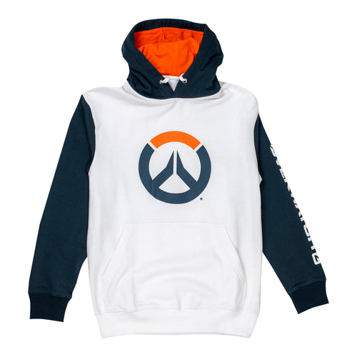 Overwatch 2 Logo Felpa con cappuccio bianca Colourblock - Vista frontale