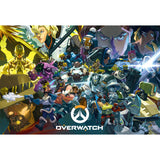 Puzzle da 1.500 pezzi Collage eroi di Overwatch in blu - Vista dall'alto