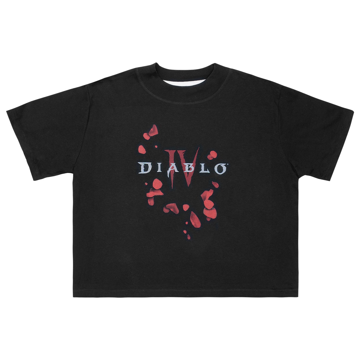Diablo IV Petals Women's Cropped Black T-Shirt - Front View