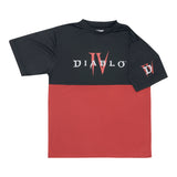 Diablo IV Red Colour Block T-Shirt - Front View with Sleeve Design