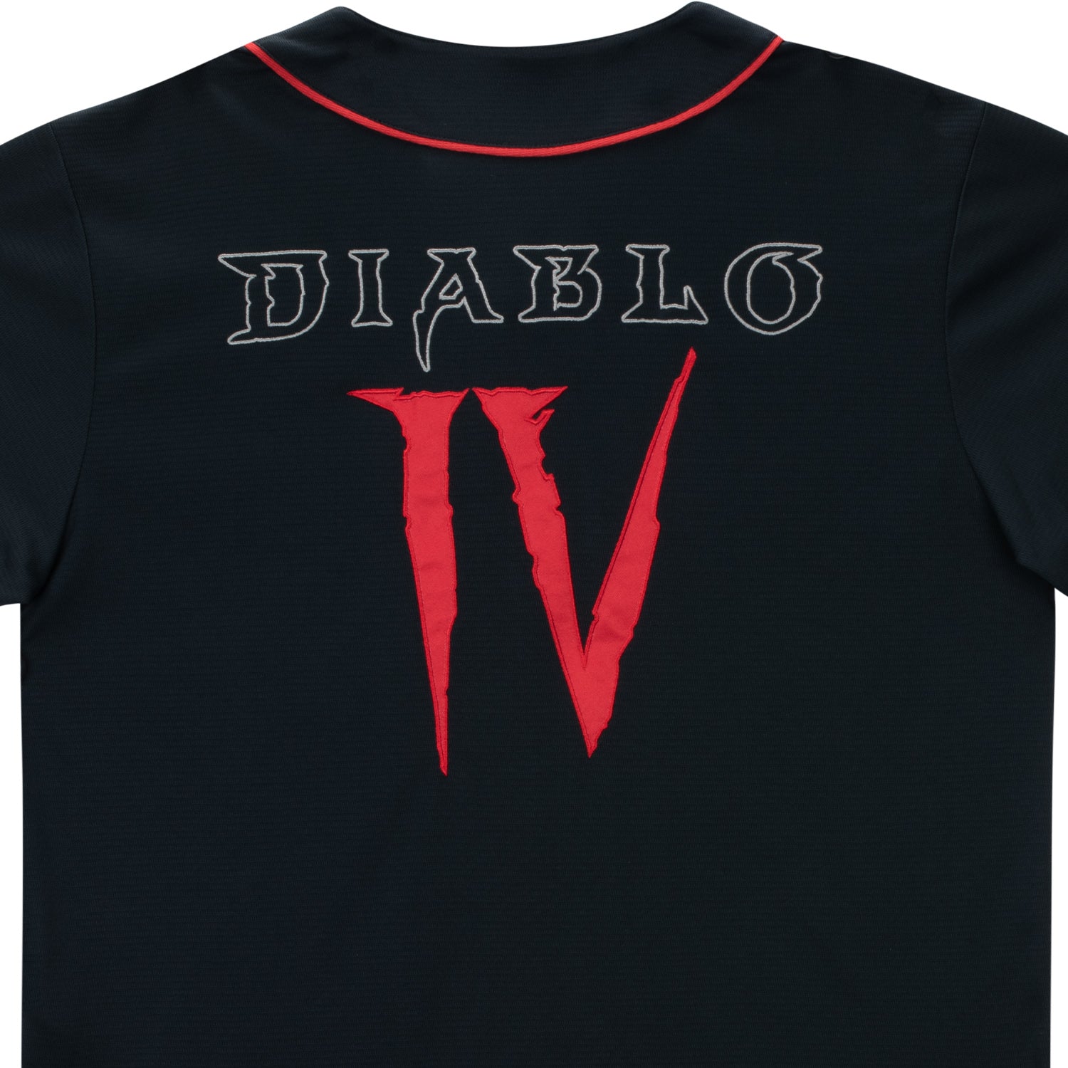 Diablo IV Black Baseball Jersey - Close Up View