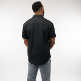 World of Warcraft Button-Up Grey Shirt - Model Back View