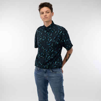 World of Warcraft Frostmourne Black Button-Up Shirt - Model Front View