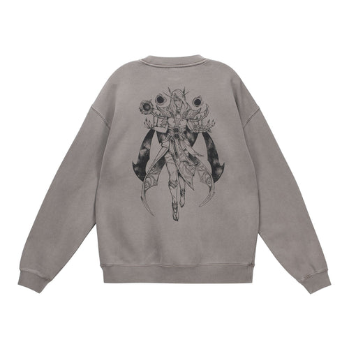 World of Warcraft Xal'atath Sketch Grey Crewneck Sweatshirt - Back View