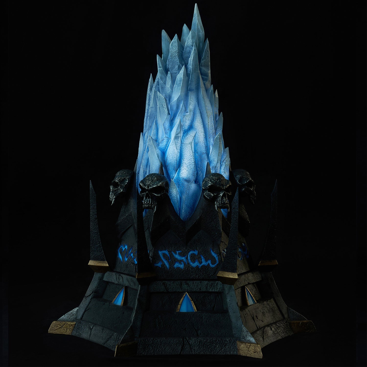 World of Warcraft Frostmourne Sword Ice Pedestal - Front View with Light On