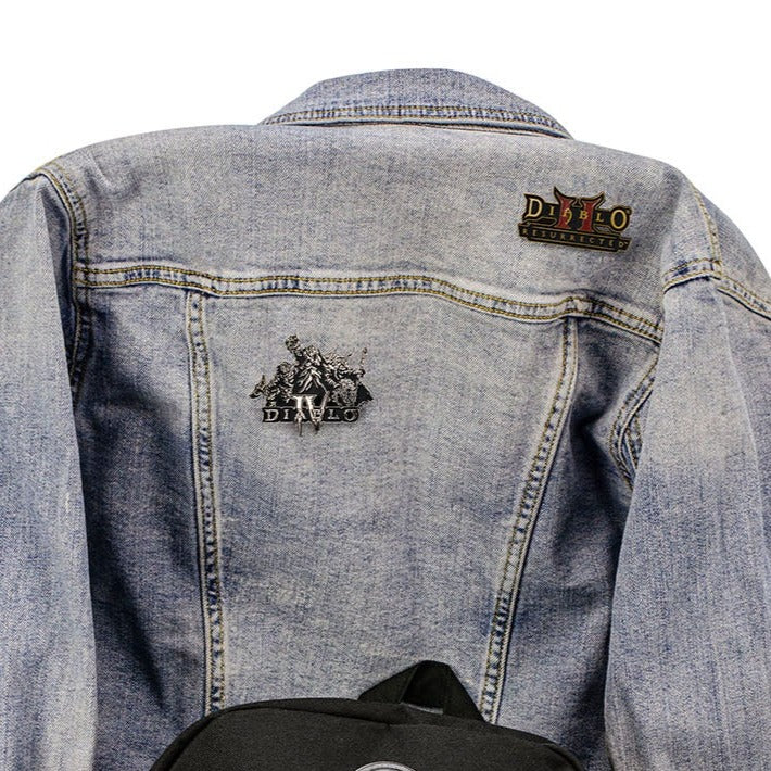 View of Diablo Pins on Back of Jacket 