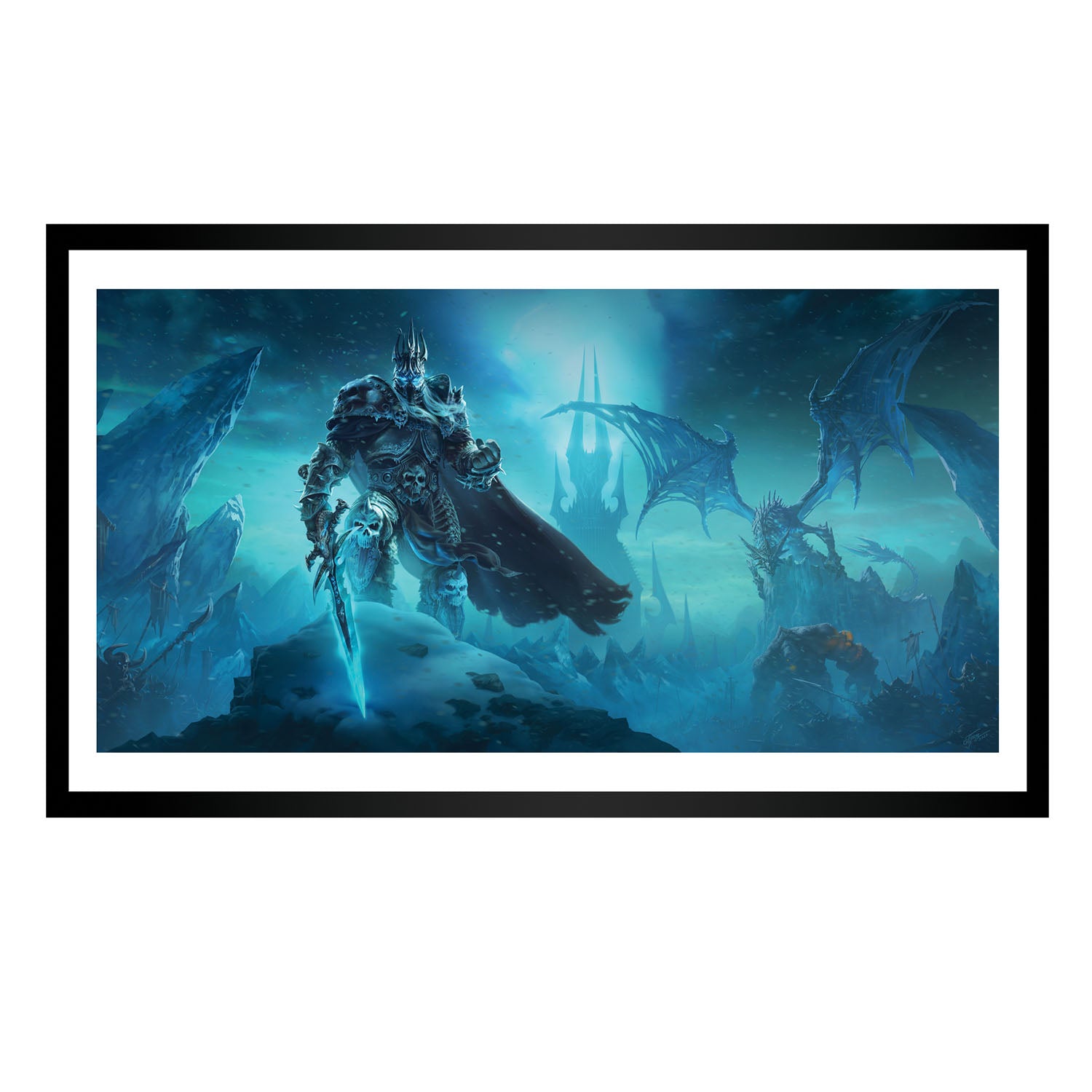 World of Warcraft All The King's Men 30.5 x 58.5 cm Framed Art Print in Blue - Front View