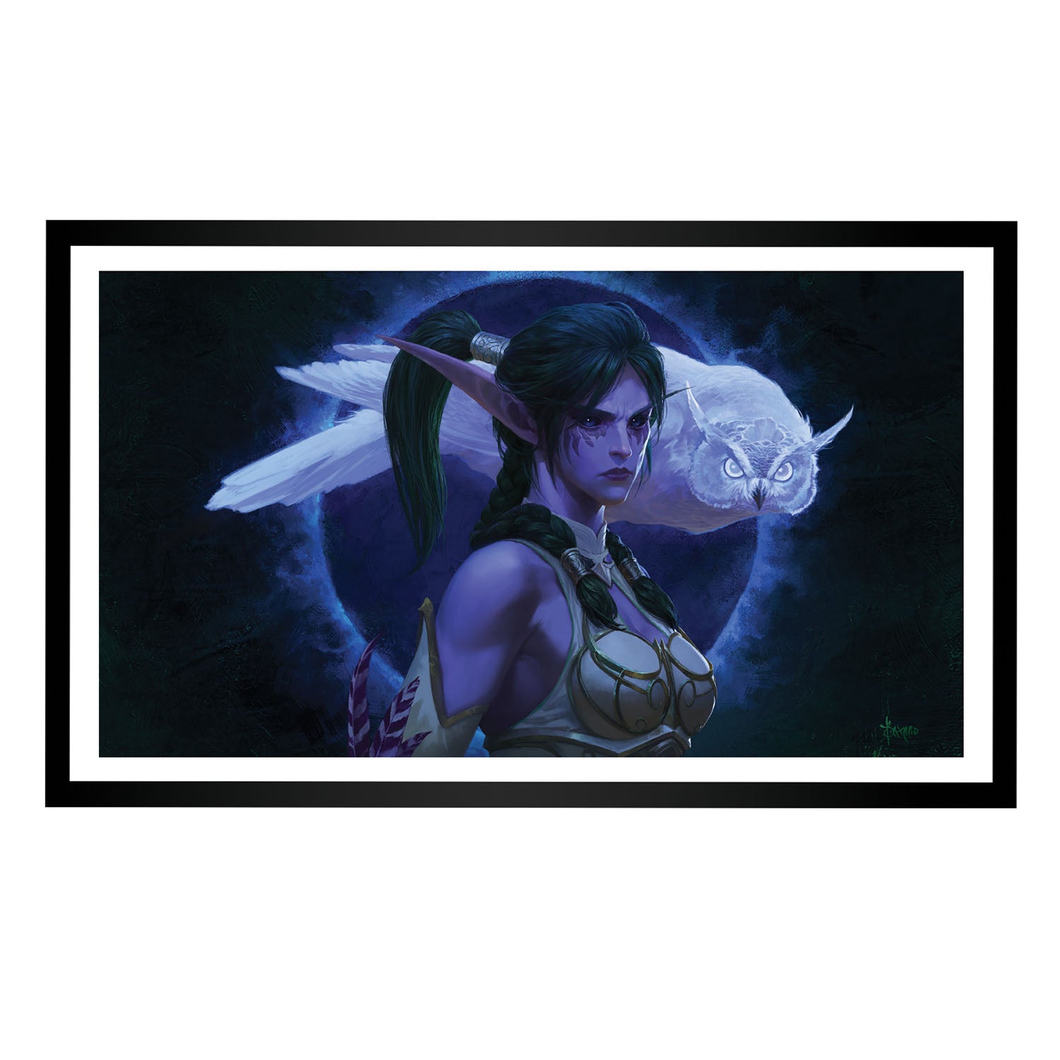 World of Warcraft Tyrande 35.5cm x 61cm Framed Art Print in Blue - Front View