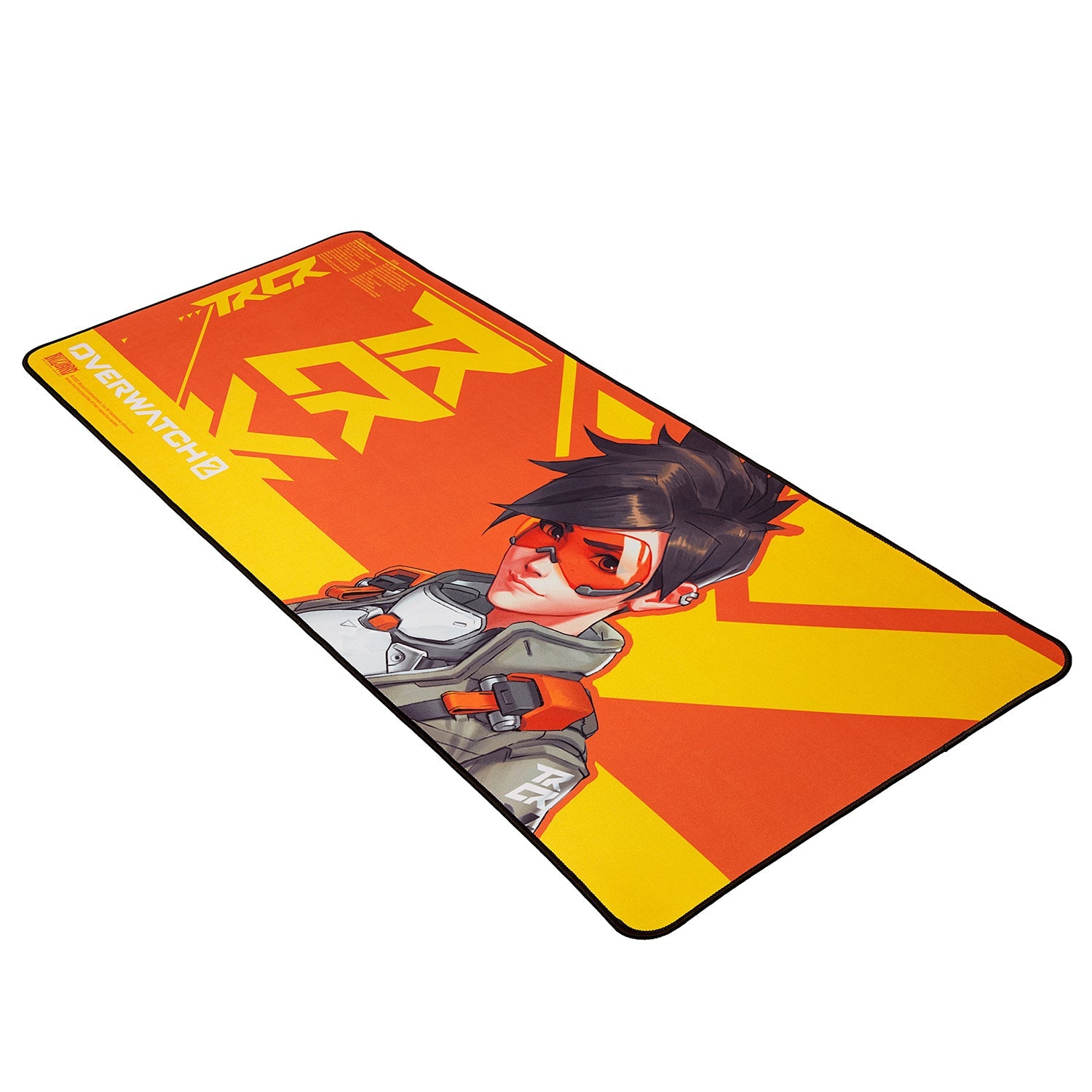 Overwatch 2 Tracer Gaming Desk Mat in Orange - Front Right View
