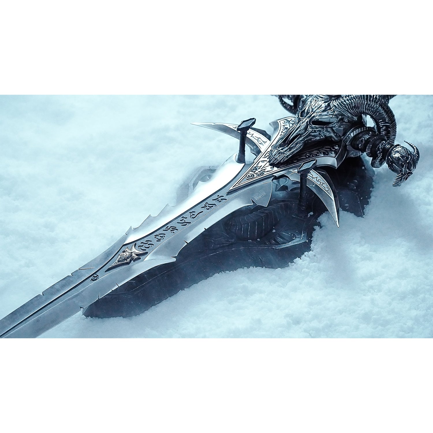 World of Warcraft Frostmourne Replica Wall Mount - Front View of Mount with Sword