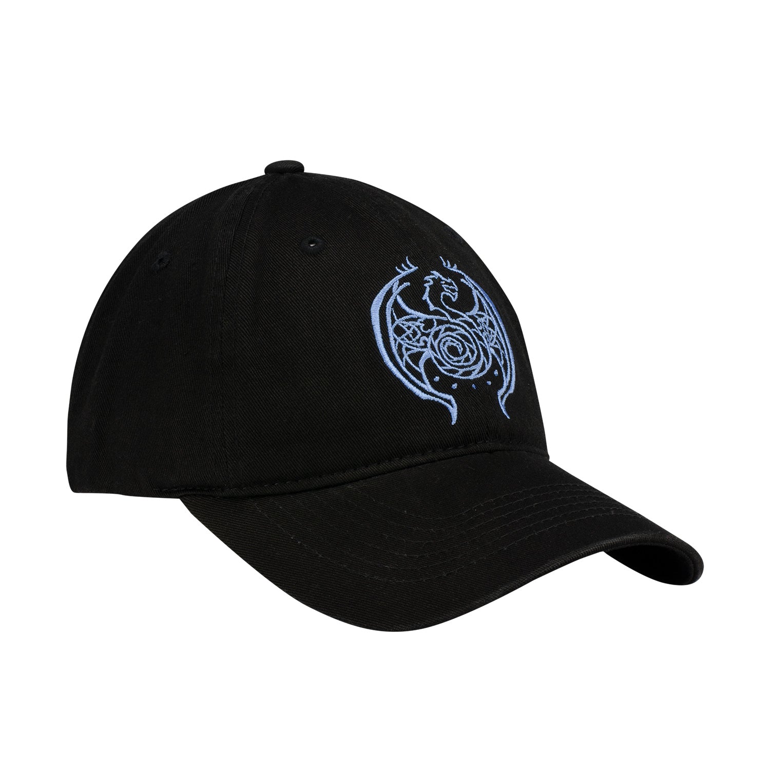 World Of Warcraft Dragonflight Black Dad Hat - Right Side View with Dragonflight Logo